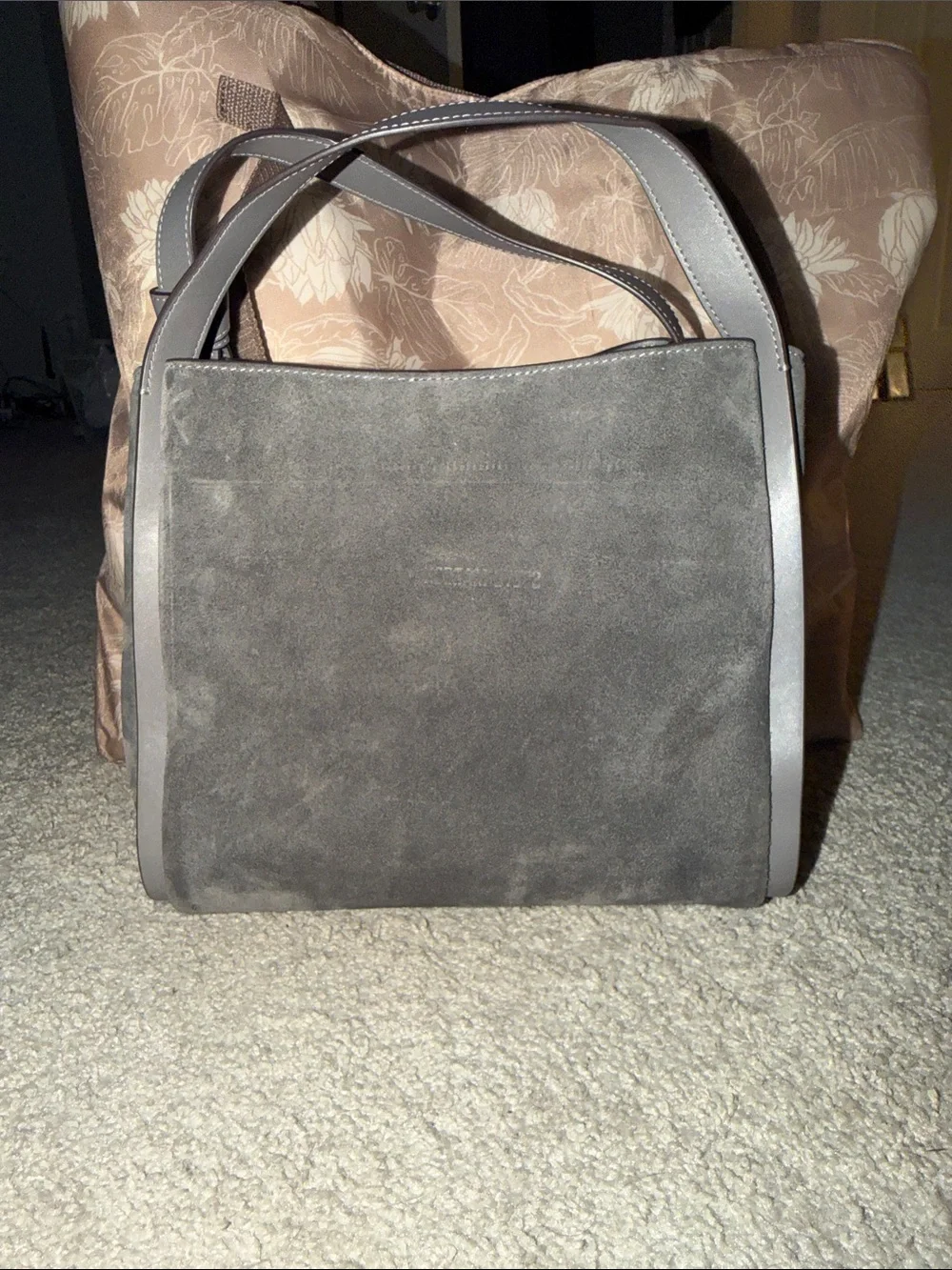 kate spade Gray Suede & Leather Top-Handle Shoulder Bag